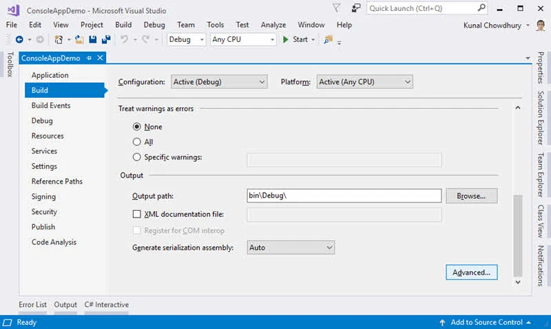 How to change the default language version in Visual Studio?