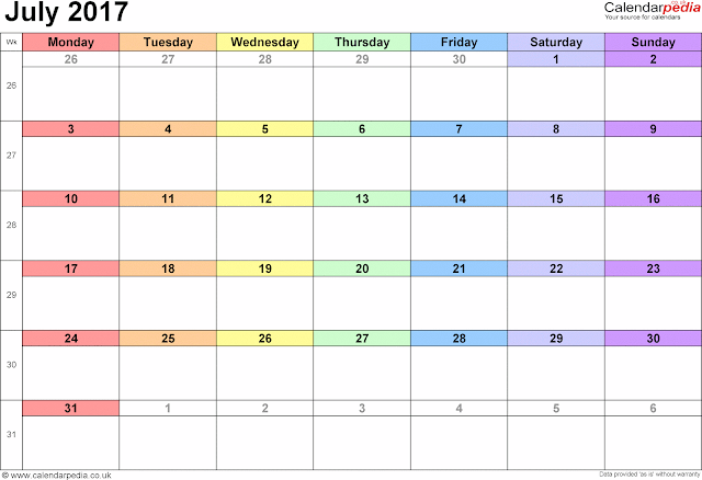 July 2017 Printable Calendar, July 2017 Calendar, July 2017 Calendar Template, July 2017 Calendar Printable, July 2017 Calendar PDF, July 2017 Calendar Word, July 2017 Calendar Excel, July Calendar 2017