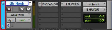 A section of the Pro Tools Edit Window