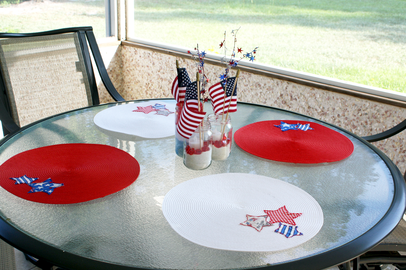 Fourth of July star applique placemats