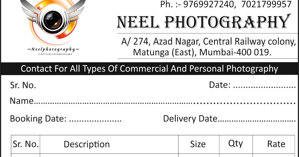 Neel fashion Studio Neel Photography Bill Book