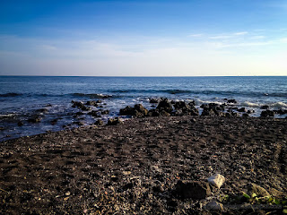 Natural Tropical Rocky Beach Sand Scenery In The Morning At Umeanyar Village North Bali Indonesia