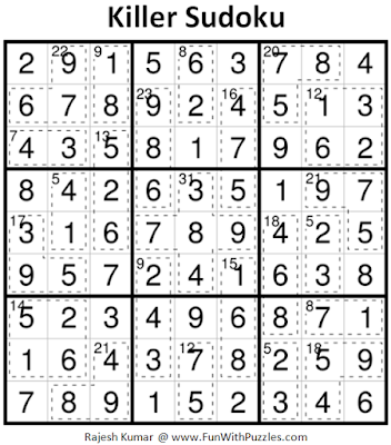 Killer Sudoku  (Fun With Sudoku #227) Puzzle Answer