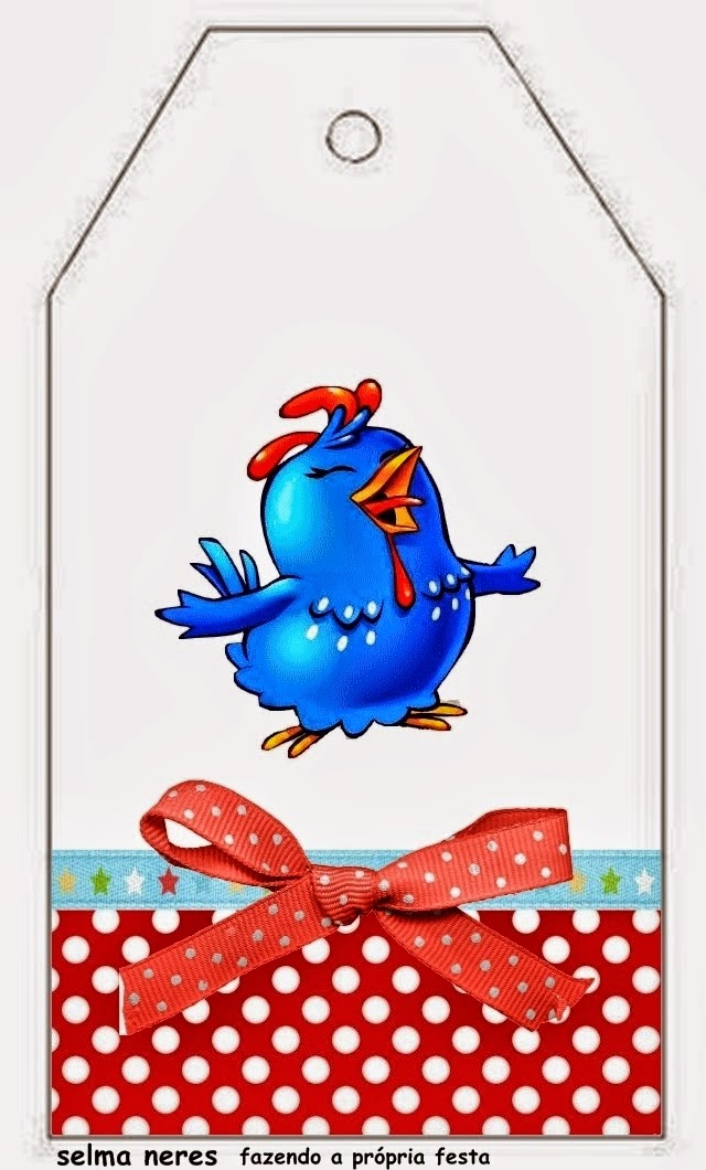Gallinita Pintadita en Rojo y Celeste: Kit para Imprimir Gratis. Para marcapáginas de Gallinita Pintadita en Rojo y Celeste.