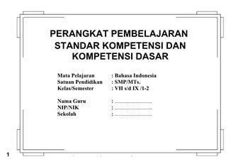 RPP dan SILABUS Mapel  Bahasa Indonesia SMP Kelas 7,8,9 KTSP Semester 1 dan 2