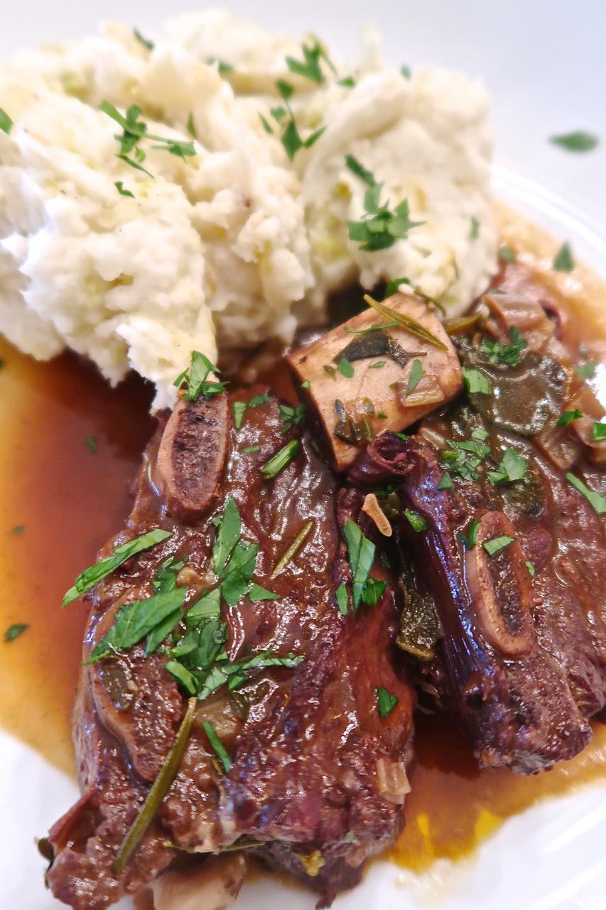 Scrumpdillyicious Red Wine Braised Short Ribs with Leek Mash