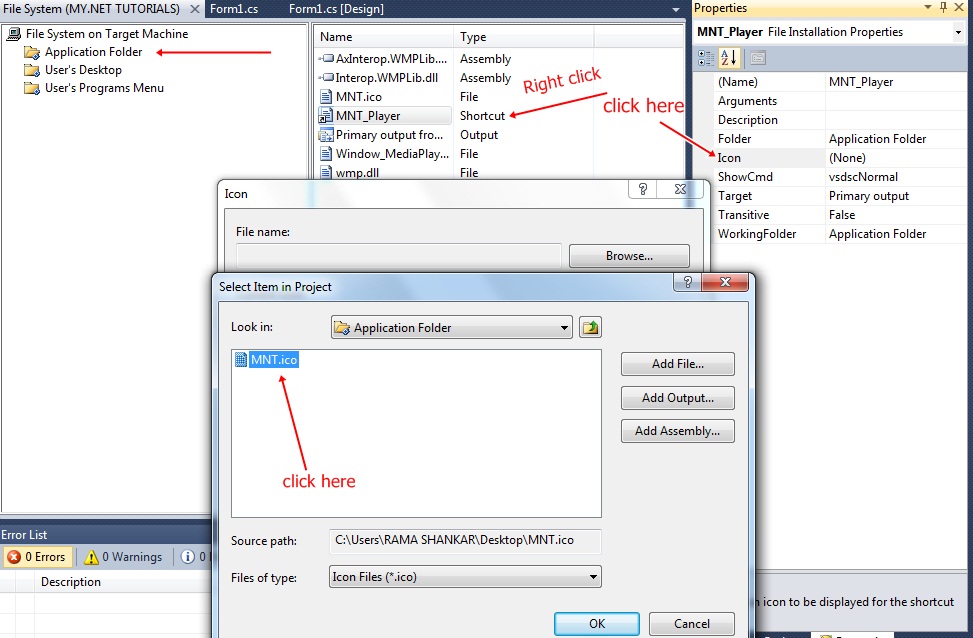 How to make your own media player in visual studio 2010 and install it
