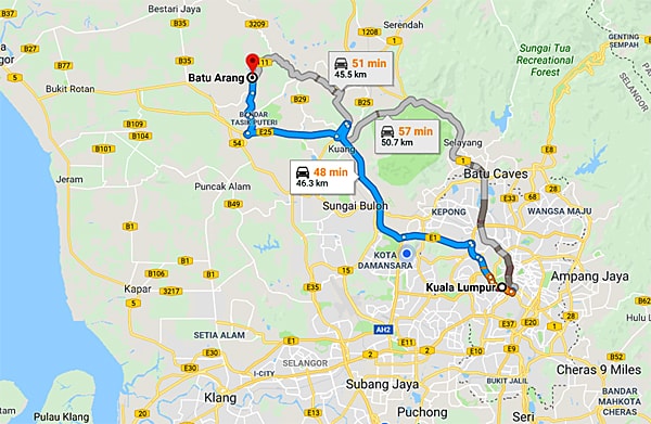 Directions to Batu Arang Map