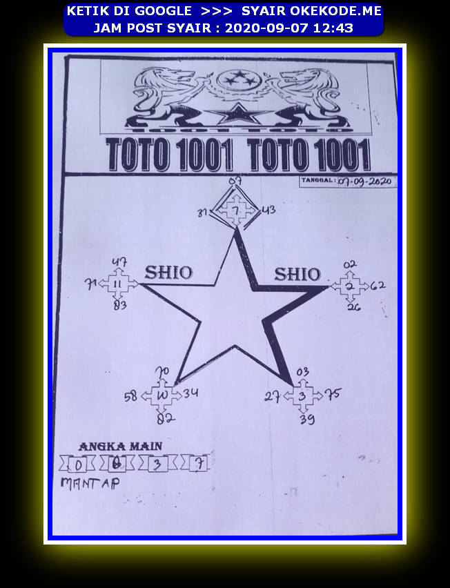 Syair hk 7 September 2020 KODE SYAIR SGP SYAIR HK SYAIR