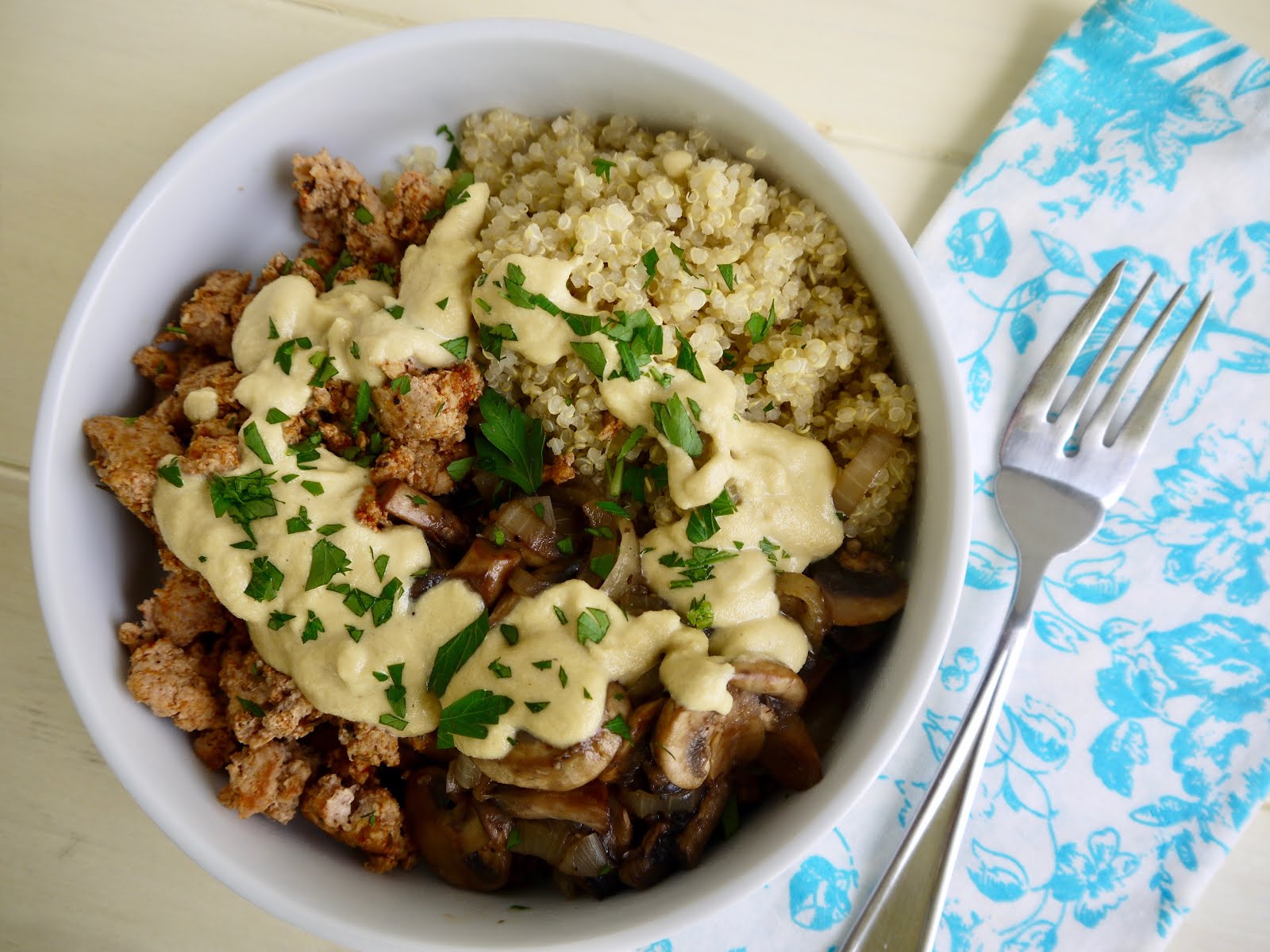 Eighty Twenty 80 Mushroom and Swiss {ish} Turkey Burger Bowls {GlutenFree, DairyFree}