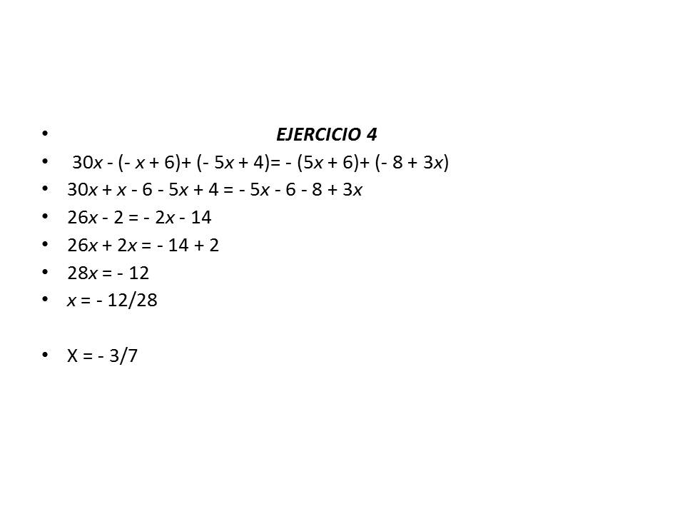 RESOLUCION DE ECUACIONES ECUACIONES DE PRIMER
