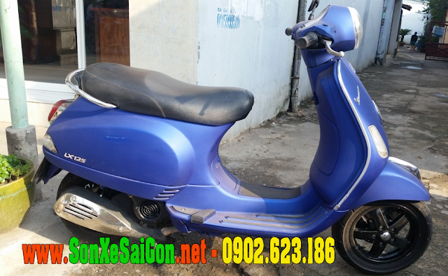 Mẫu sơn xe Vespa LX màu xanh nhám cực đẹp