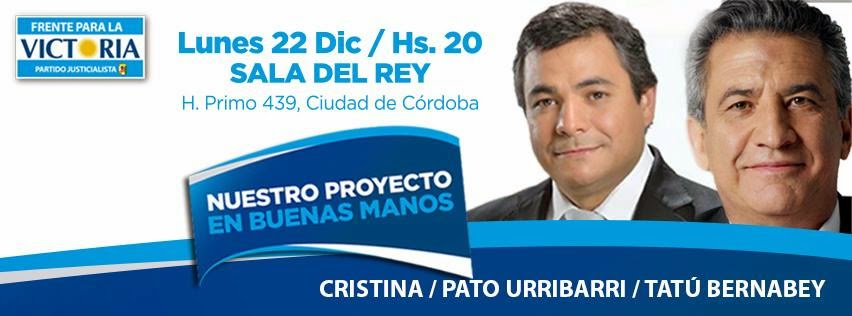 22 de Diciembre, Tatú Bernabey y Urribarri en Córdoba Capital