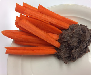 carrot sticks and bean dip