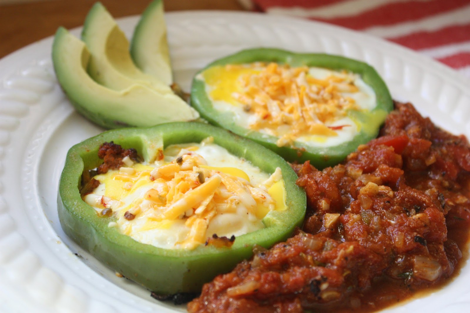 Chorizo and Eggs Baked in Green Bell Pepper Rings