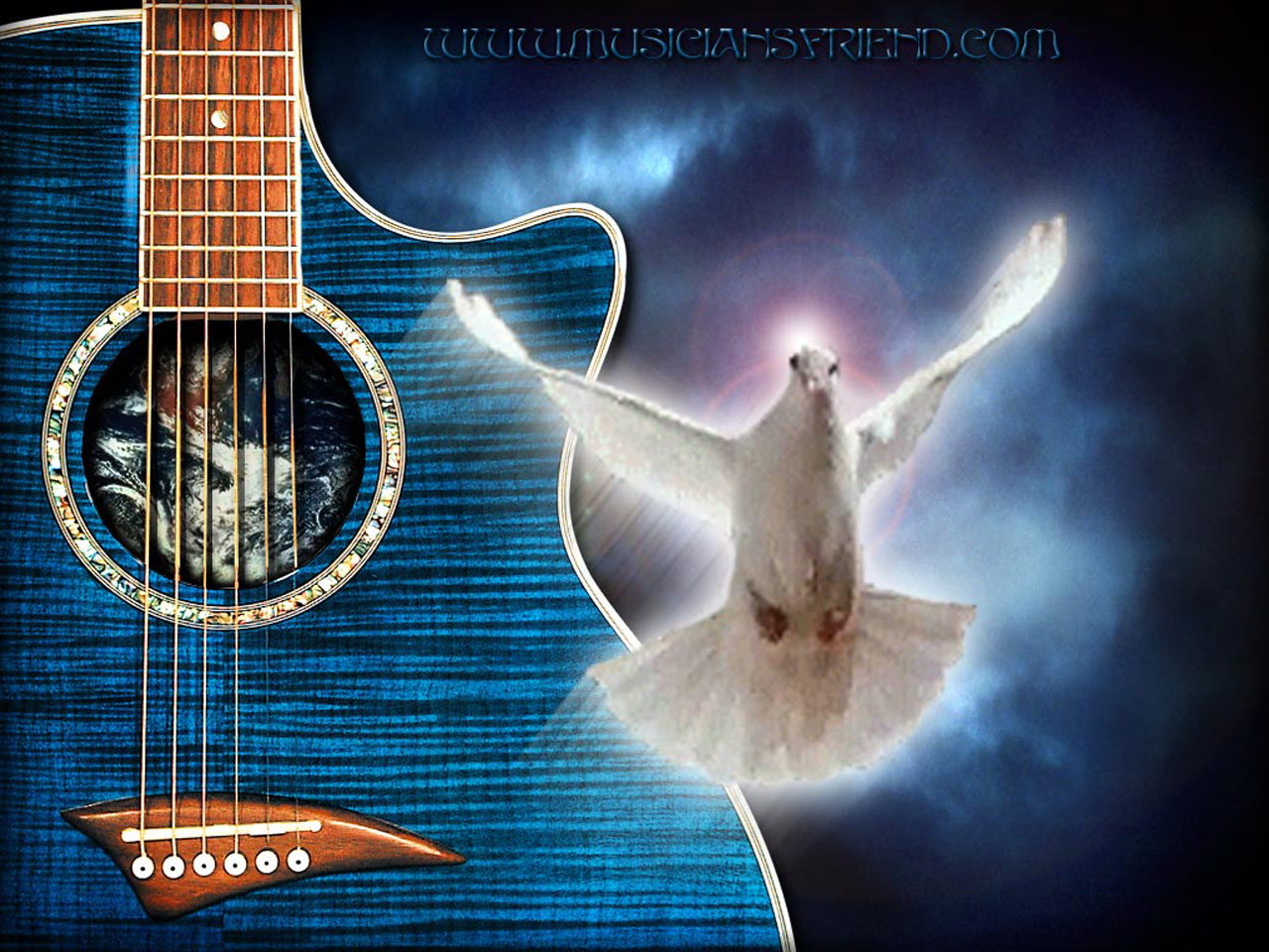 Blue Acoustic Guitar Wallpaper