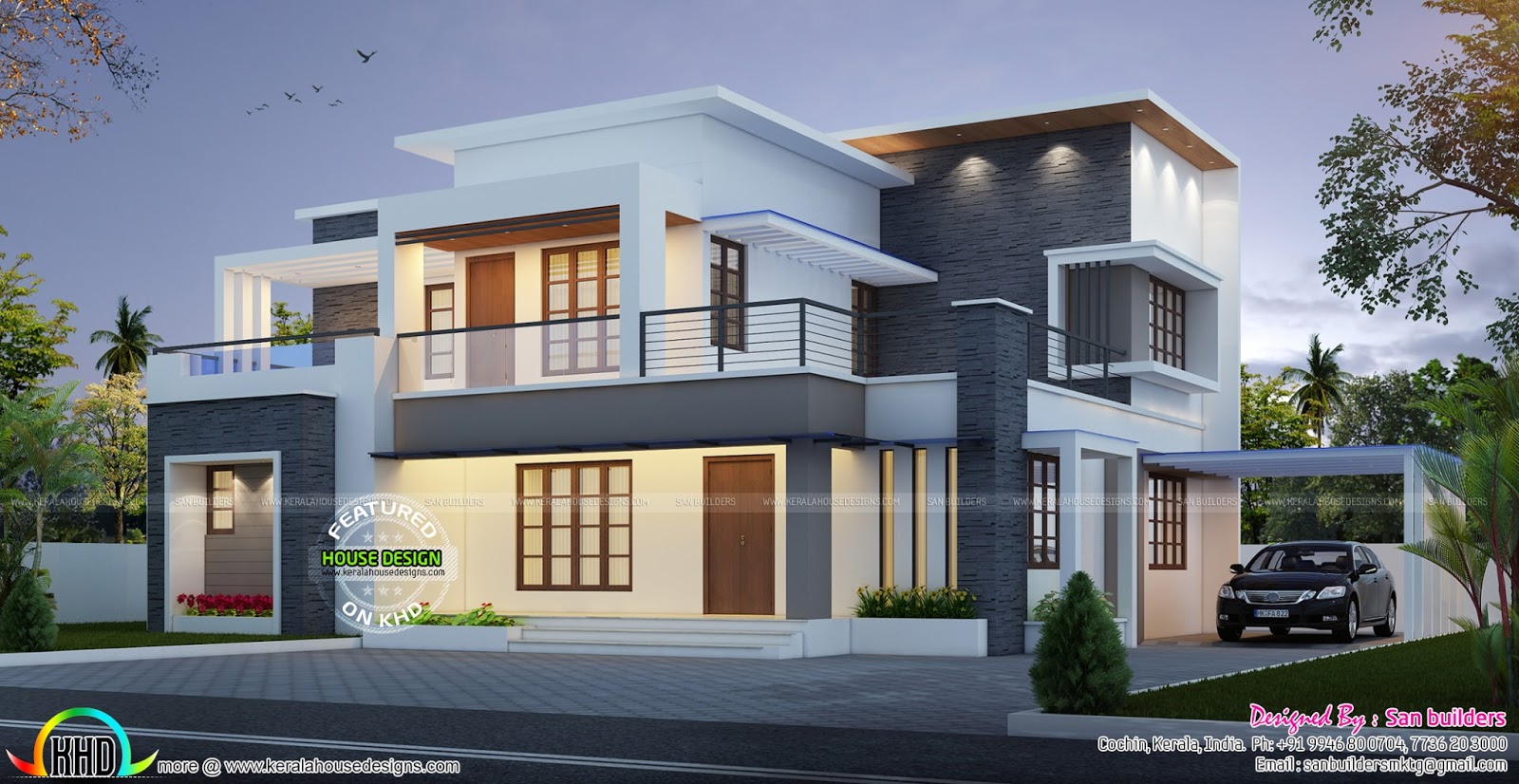 House Plan And Elevation By San Builders Kerala Home Design