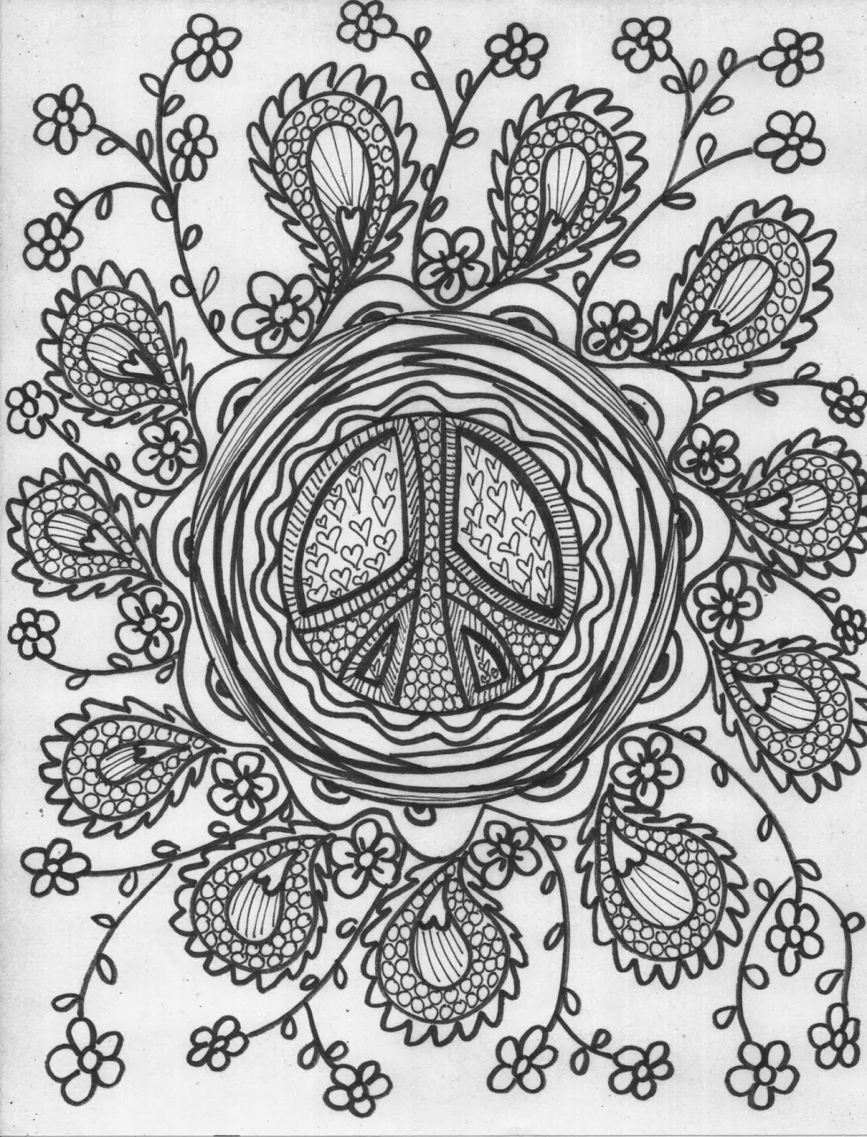 paisley coloring pages peace - photo #2