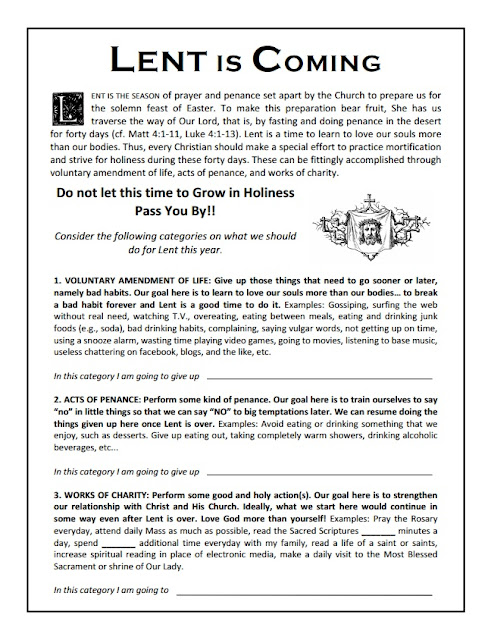 RORATE CÆLI: Lent is coming: Time to prepare Printable Lent worksheet