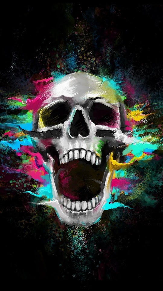 Growl Shouting Skull Colorful  Android Best Wallpaper