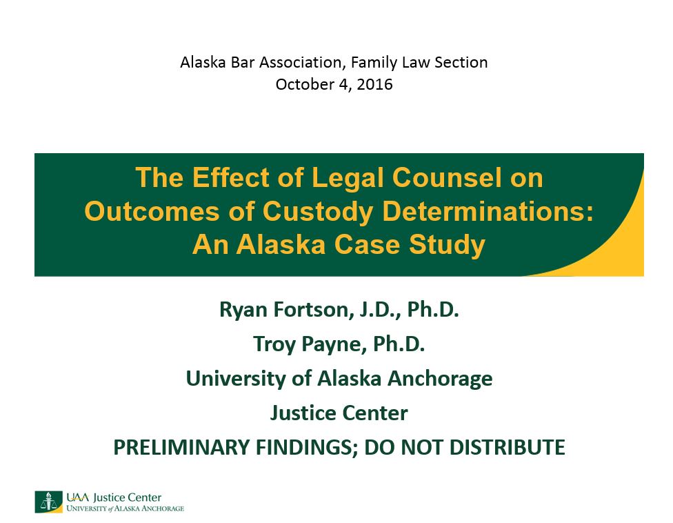 UAA Justice Center Prof. Fortson presents to Alaska Bar Association