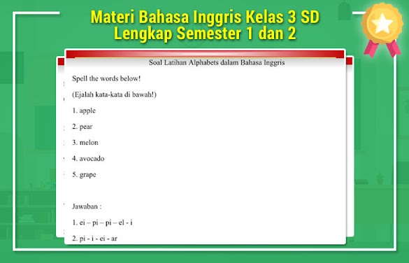 Materi Bahasa Inggris Kelas 3 Sd Lengkap Semester 1 Dan 2