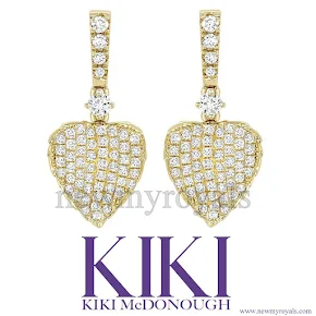 Kate Middleton Jeweler Kiki McDonough Lauren Yellow Gold Pave Diamond Leaf Earrings