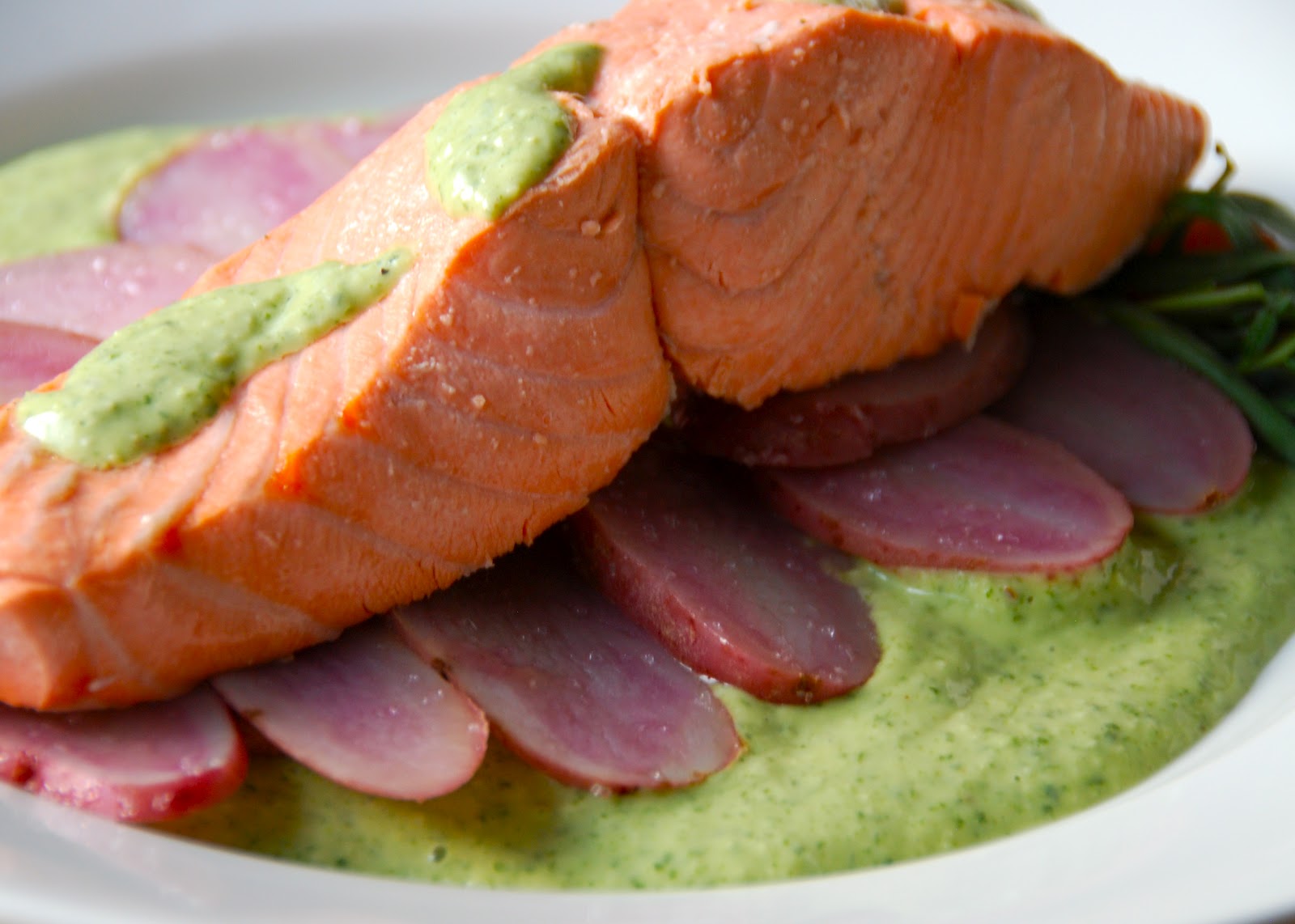 Cooking with Larue Poached Salmon with Tarragon Sauce & Fingerling