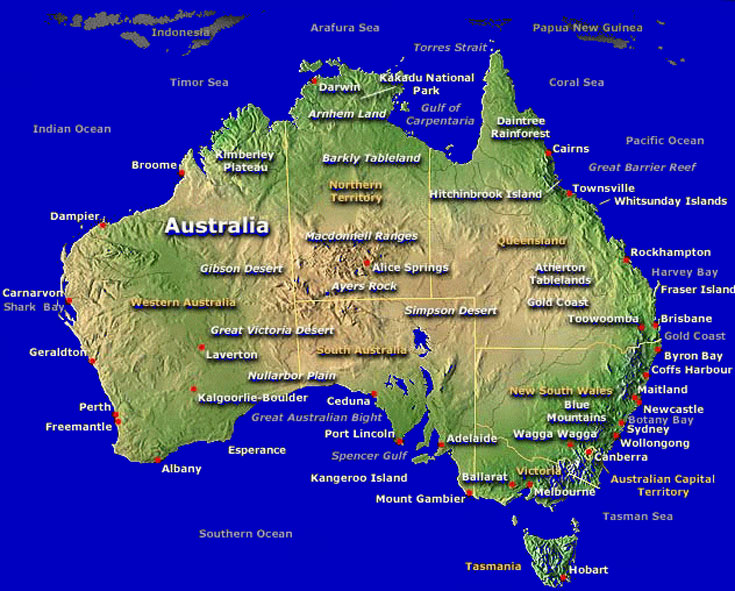 Australien Karta över Region Politiska