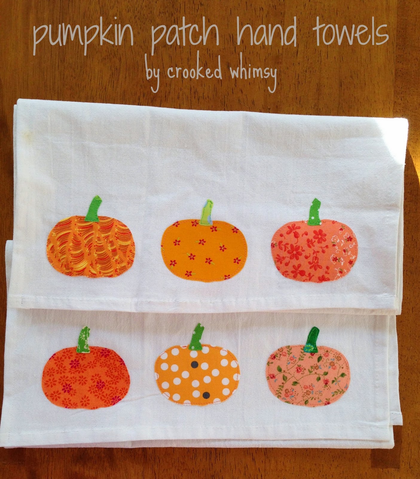 Pumpkin Patch Hand Towels with Free Applique Patterns Sew Simple Home