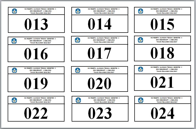 Download Nomor Meja Untuk Peserta UTS, UAS, UKK Format