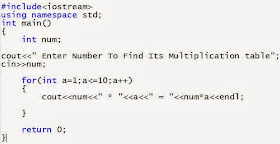 C++ Program to Find the Multiplication Table Of a Given number ~ C++ ...