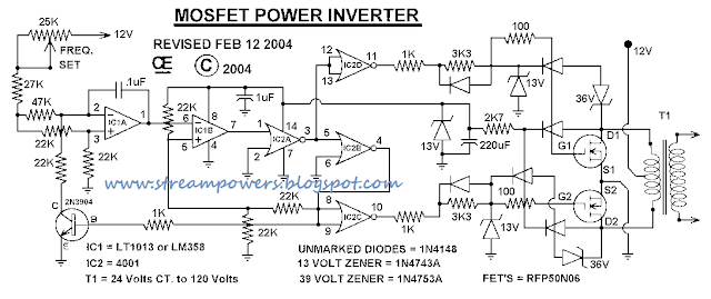 Simple 1000W Power Inverter circuit diagram