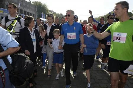 King Philippe and Queen Mathilde attend the 35th edition of Brussels' 20 km running race