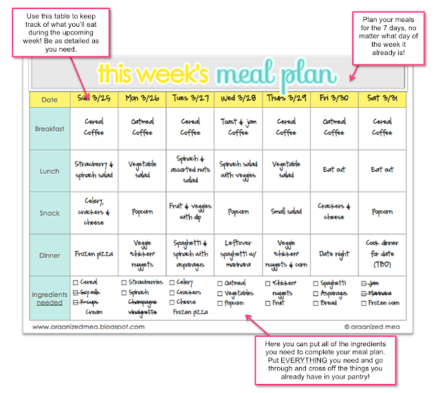 Organized Meg: Meal Planning + Printable