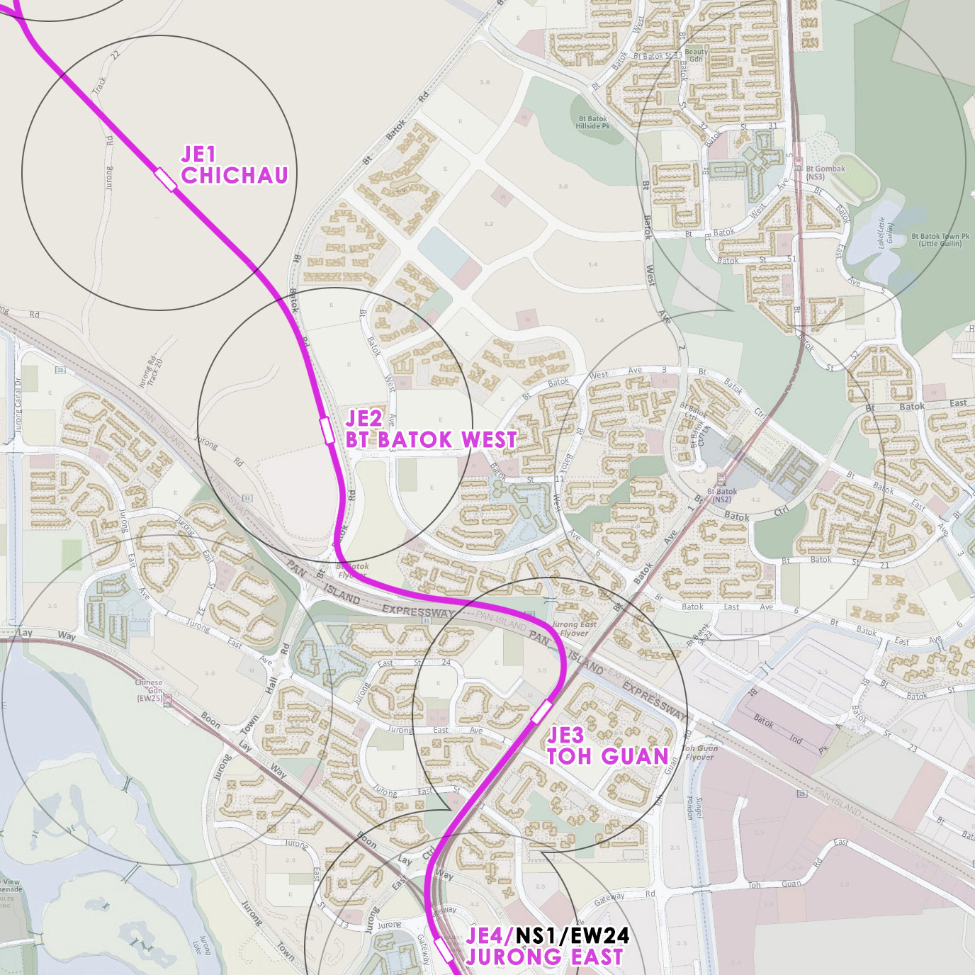 Jurong Region Line Construction: Speculative station locations