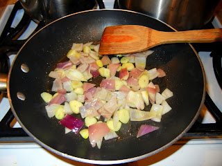 We sauteed the purple onion with the garlic