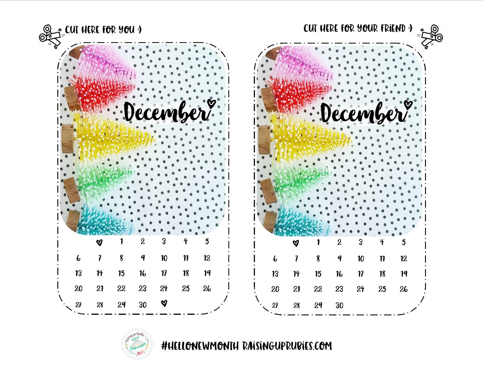 Raising Up Rubies Blog free mini December calendar ♥