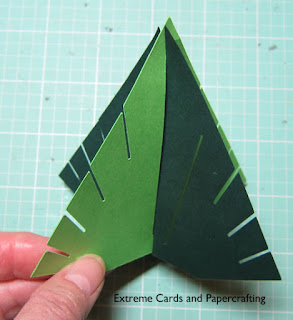 sliceform Christmas tree pop up card assembly