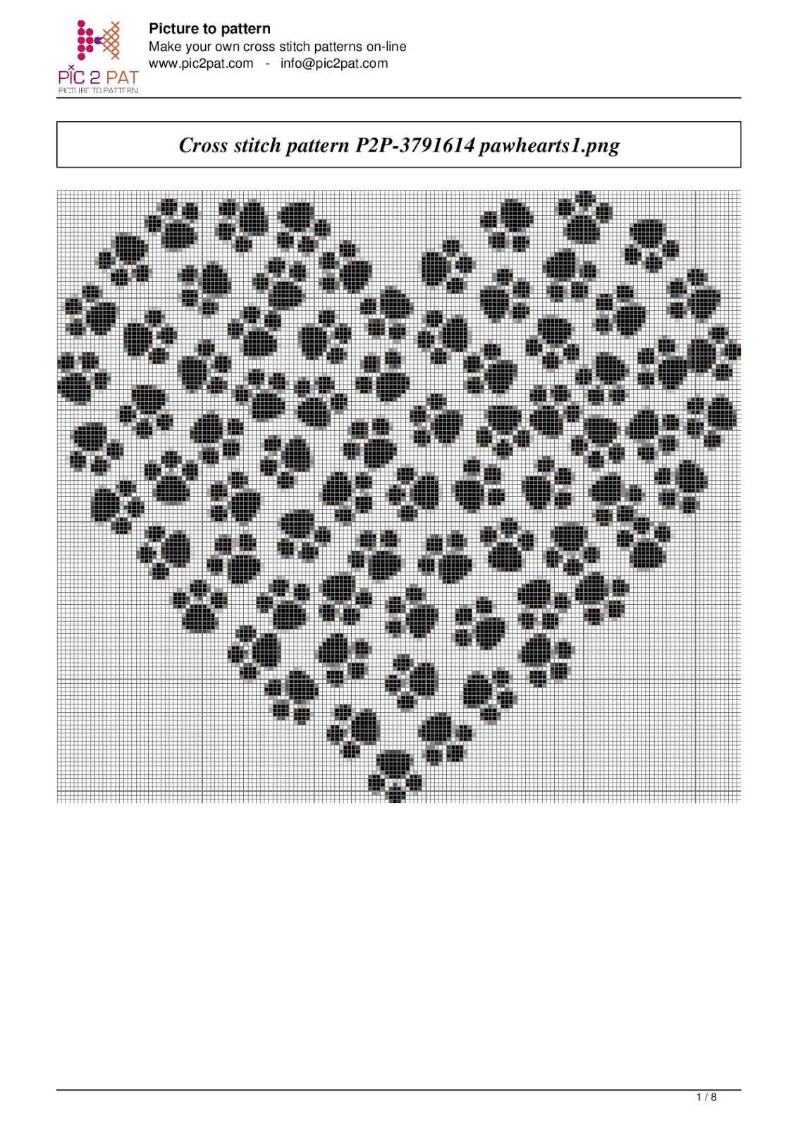 Cross Stitch Paws On Our Hearts Free Cross Stitch Pattern