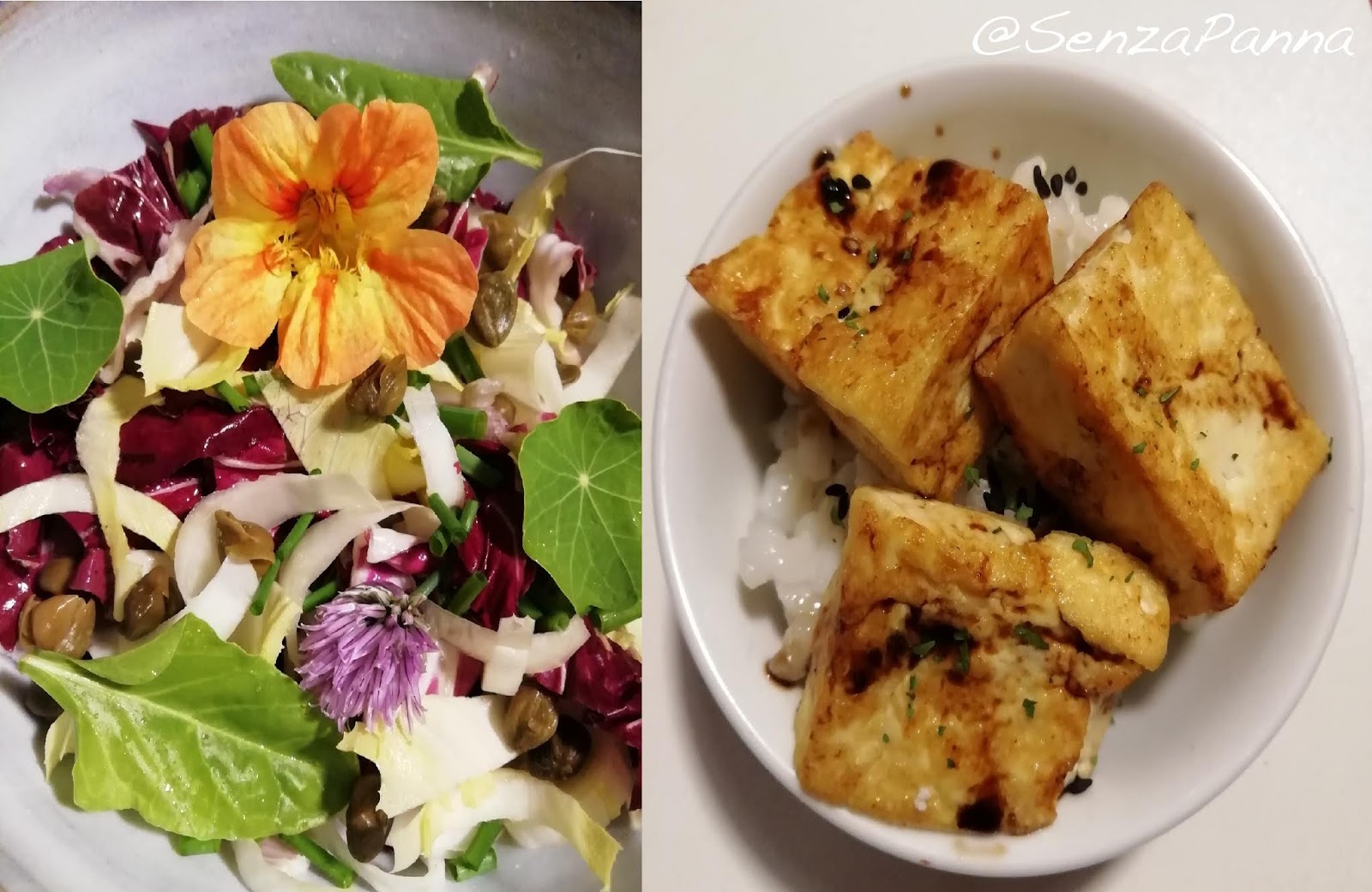 SenzaPanna Tofu alla piastra e insalatina con nasturzio. La ricetta