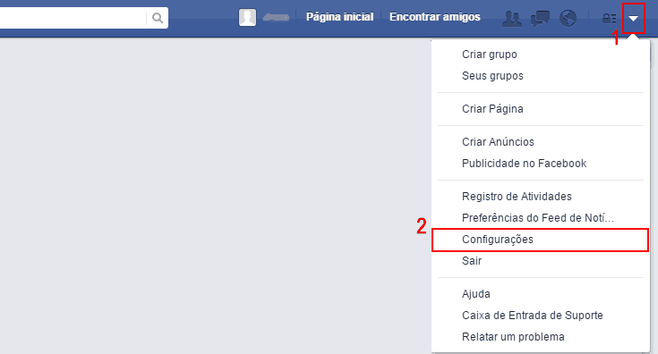 Configurações Facebook