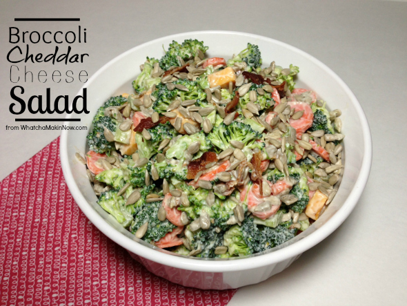 Broccoli Cheddar Cheese Salad with a light dressing using Greek yogurt! 
