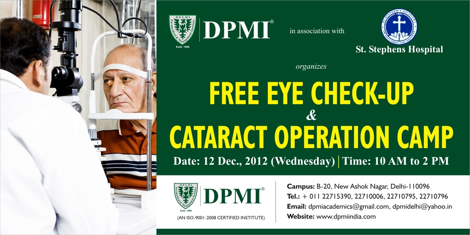 Free Eye Checkup and Cataract Operation Camp DPMI Career Point