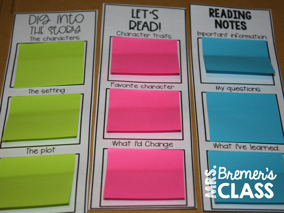 Editable Sticky Note Bookmarks Mrs. Bremer's Class