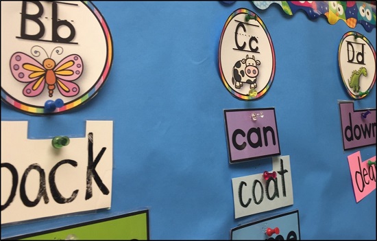 How to get started with a Word Wall - Use Alphabet cards on your Word Wall with a picture on them to help students associate a the letter with the initial consonant.  