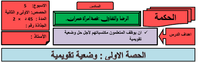 جذاذة الرضا والتفاؤل قصة امرأة عمران المستوى السادس