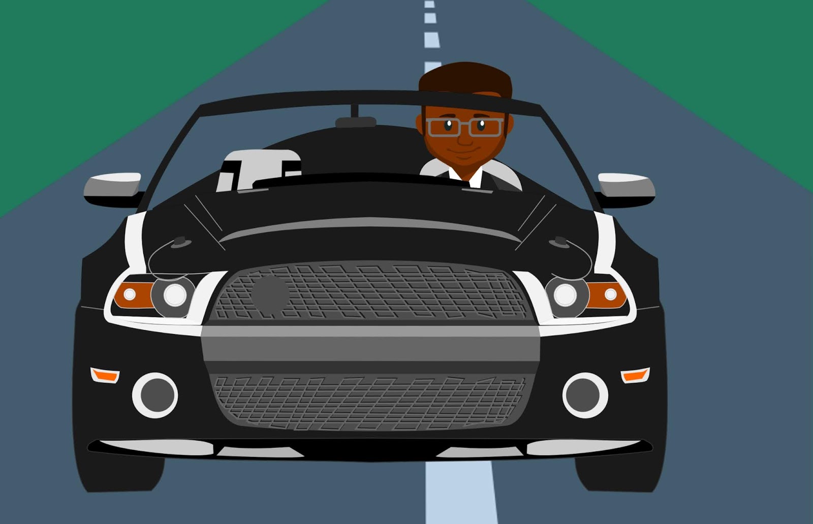 African man driving car Illustration