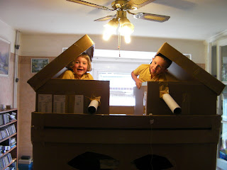 cardboard boxes for kids with cannons and lids