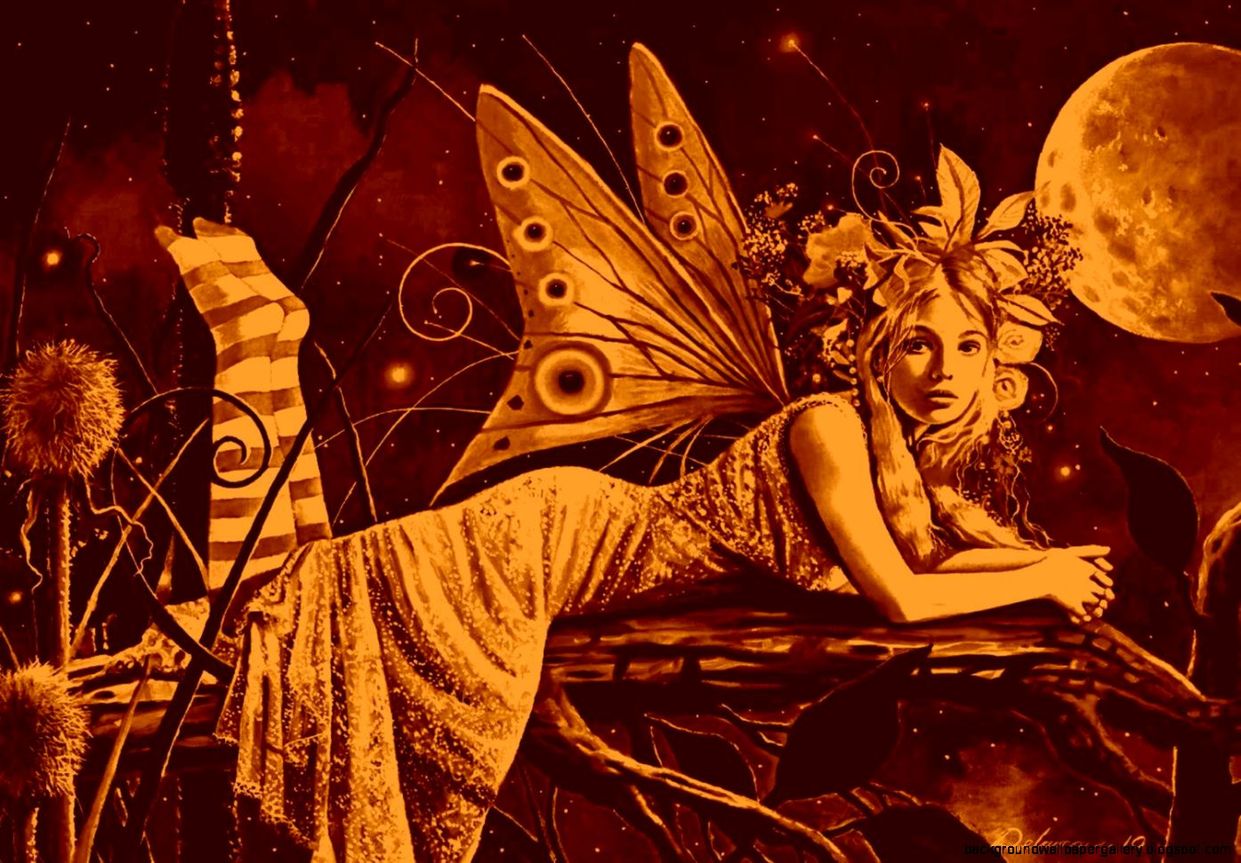 Dream Fairy Fantasy Art Blue Magic Moon 3d